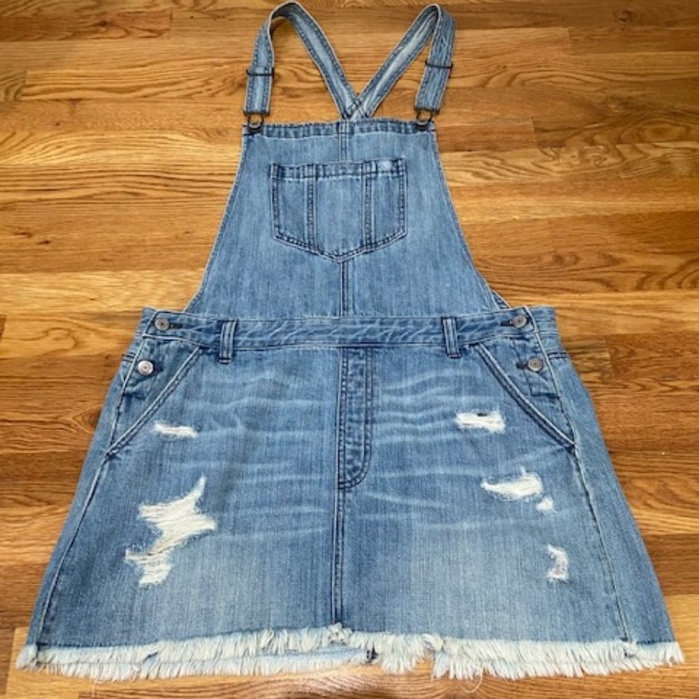 American Eagle Distressed Denim Overall Dress